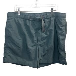 Lands End Swim Trunks Mens XL 40-42 Green Belted Quick Dry Nylon Shorts Gorpcore